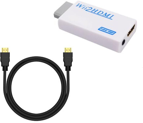 Cerioll Wii HDMI Adapter, Adapter Für Wii An Fernseher, Wii HDMI Wii Zu HDMI Full HD Konverter, Wii to HDMI 720/1080p HD Converter Adapter Mit 3,5mm Audioausgang,1.5m HDMI Kabel Für Wii Monitor