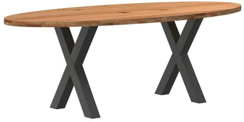 vidaXL Esstisch Hellbraun 220x100x74 cm Massivholz Eiche Oval, Küchentisch, Restauranttisch, Tisch Restaurant, Esszimmertisch, Bistrotisch