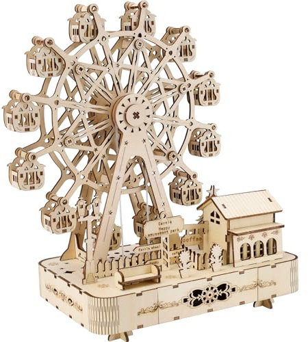 Puzzle en Bois 3D La Grande Roue Maquette en Bois a Construire Puzzle 3D Maquette Adulte - Cadeau Unique