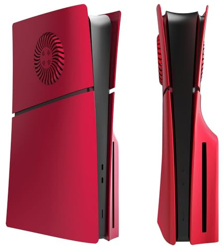 Façade pour PS5 Slim (Lecteur Optique/Édition Numérique), avec évents De Refroidissement, Plaques De Recouvrement De Console/Remplacement De La Coque Protectrice (Édition Disque Optique Rouge)