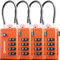 Cadenas TSA à 4 chiffres avec Indicateur d’Ouverture – pour Valise, Bagage Cabine, Sac à Dos – Acceptés pour les Voyages en Avion – Lot de 4, Orange