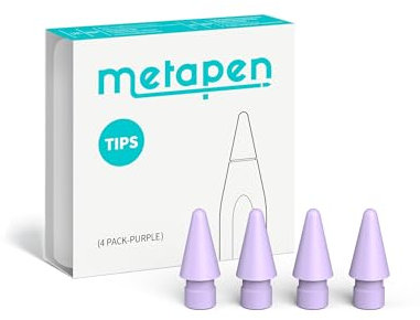 Metapen Lot de 4 Pointes pour Apple Pencil,Embouts Durables de Rechange pour Apple Pencil Pro & 2ème &1ère Génération et Logitech,metapen A8/A11/AIR 8/A14/D1,Pointes de Crayon Très Sensibles (Violet)