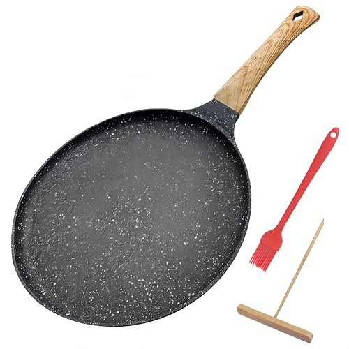 HJYDGJ Crepe - Padella antiaderente per pancake a induzione, compatibile con pancake, padella piatta per pancake, padella per pancake, palato, padella antiaderente