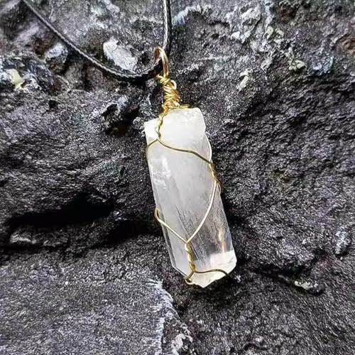 Natürlicher Bergkristall-Anhänger mit Goldener Wickelsäule