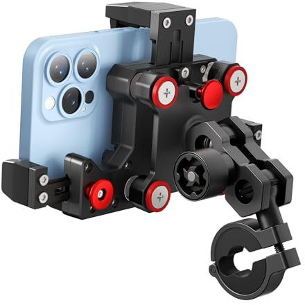 tounee Soporte de metal para teléfono móvil de motocicleta con amortiguador magnético antirrobo, para iPhone 16 Pro Max/15/14, Galaxy S24 Ultra, smartphones de 4,7 a 7,2 pulgadas