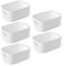 Vencier Plastic Storage Baskets 5 Pack | Compact Storage Containers | Small Storage Boxes with Durable Handles | Multi-Use Baskets for Bathroom, Kitchen, Bedroom (White)