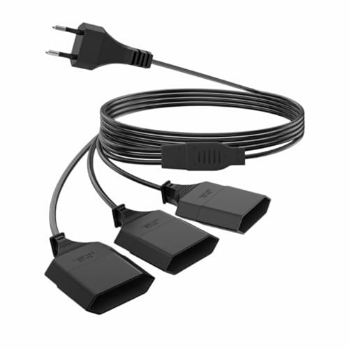 COMVASTARS 3 In 1 Steckdosen Verlängerung mit Flachstecker,Verlängerungskabel 3-Fach Eurostecker,Mehrfachsteckdose,0,75 mm² Max.2,5A/250V für TV PC Computer Monitor Beamer Lampe usw Haushaltsgeräte.