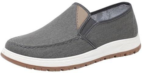 Zapatos de verano ligeros para hombre, tela para hombre, sin cordones, zapatos de tela, suela suave, zapatos informales, antideslizantes, antideslizantes, cómodos, planos, entrenadores, Z02gray, 41 EU