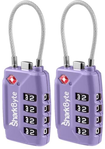 SharkByte TSA Kofferschloss – 2er-Pack, 4-stellig, genehmigt für Reisen & Gepäck