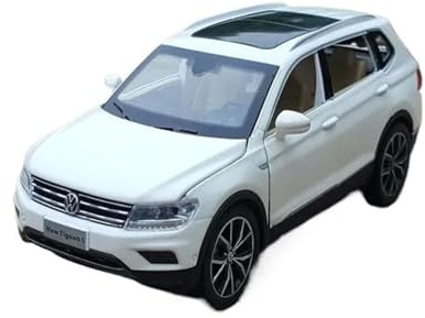 Miniatur Motorfahrzeug-Modelle 1:32 Für Volkswagen Tiguan L SUV Legierung Automodell Druckguss Metall Spielzeugfahrzeuge Mit Tonlicht Fertigmodell(White)