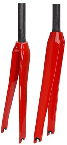 LQVAIPT Fourche avant de vélo T800 entièrement en fibre de carbone, fourche rigide 700 C pour vélos de route, tube droit super léger, 9 x 100 mm, frein C, rouge (rouge)