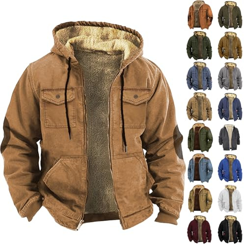 Generico Giubbotto Uomo Invernale Spesso Imbottito Parka Invernale Elegante Lavoro con Cappuccio Taglie Forti Casual Trend Zip Confortabile