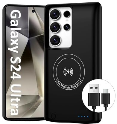 Giabuao Akkuhülle für Samsung Galaxy S24 Ultra (15000mAh),Tragbares GAN- Ladegerät Ultradünn Erweiterter Akku Hülle Telefonladegerät Schutzhülle mit Ladefunktion für Galaxy S24 Ultra(6,8‘’)