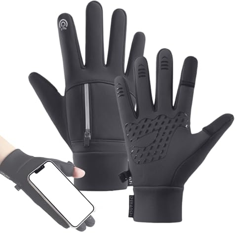 Huxibai Winterhandschuhe für Herren, Winterhandschuhe, warme Handschuhe für Textnachrichten, Laufen, Textnachrichten, warme Handschuhe, Thermo-Handschuhe mit