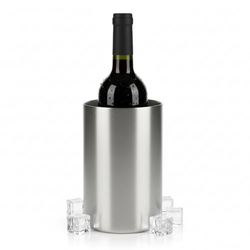 AiQInu 1.6L Enfriador de Botellas de Vino Acero Inoxidable, Ø 12 cm, Altura 19 cm, Enfriador Vino Apto para Mayoría de Las Botellas- Vino Espumoso, Vino y Champán