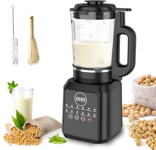 OAUEOR Máquina de Leche Vegetal, 1650ML Máquina Automática de Leche de Nuez, Haz Inteligente 24H, Limpieza Automática, Hoja de Acero Inoxidable de 14 Hojas, Para Avena, Soja, Nueces, Frutas