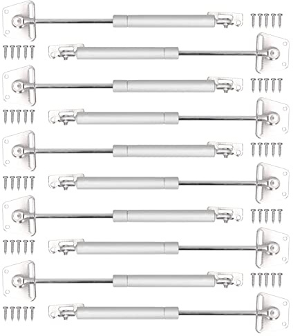 Gas Lift Strut 10 Pack | 100N Hydraulic Support Rod for Cabinet Doors/Tatami Beds/Toolboxes | Soft Close Hinge with Iron Head, 25.9cm Extension