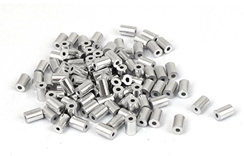 sourcing map 100 Stück 1mm Loch Stahldraht Seil Aluminiumhülsen Ärmel Silber DE de