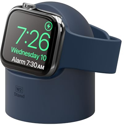 elago W2 Charger Stand Compatible with Apple Watch Series Ultra2/Ultra/10/9/8/7/6/5/4/3/2/1/SE (49mm, 46mm, 45mm, 44mm, 42mm, 41mm, 40mm, 38mm), Cable NOT included (Jean Indigo)