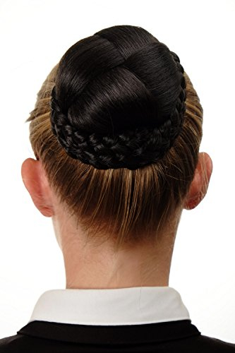 WIG ME UP - N796-3 Dutt Haarteil aufwendig geflochten Haarknoten Tracht Steck-Kamm Braun Dunkelbraun