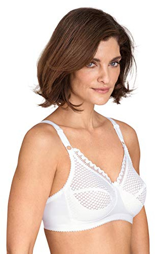 Miss Mary of Sweden Cotton Dots Non-Wired Bra for Women — Supportive Wire-Free Full Coverage Cotton Bra with Lace Trim, Up to J Cup, Plus Size