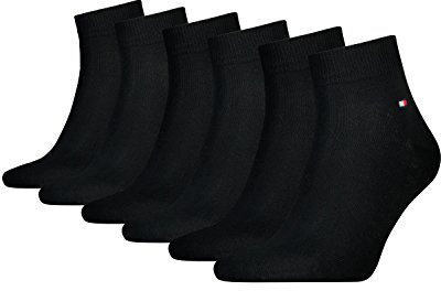 Tommy Hilfiger Herren Classic Quarter Socken 342025001 6 Paar, Farbe:Schwarz;Sockengröße:47-49;Artikel:Quarter schwarz 342025001-200
