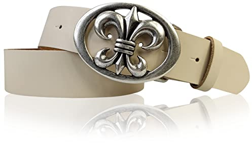 FRONHOFER Damengürtel Leder 4 cm, Lilienschnalle Fleur-de-Lys