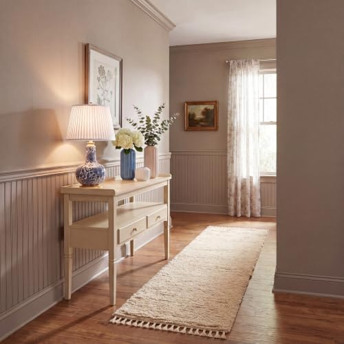 SAFAVIEH Boho Teppich für Wohnzimmer, Esszimmer, Schlafzimmer - Casablanca Collection, Kurzer Flor, Beige, 69 X 244 cm
