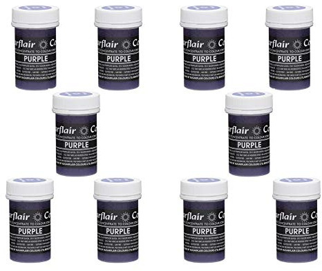 Sugarflair Purple Pastel Food Colouring Paste, Highly Concentrated for Use with Sugar Pastes, Buttercream, Royal Icing or Cake Mix, Subtle Colour Dye - 25g (Pack of 10)