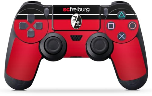 DeinDesign Skin kompatibel mit Sony Playstation 4 Controller Folie Sticker SC Freiburg Offizielles Lizenzprodukt Logo