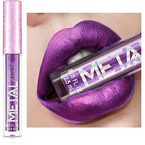 Allbesta Lipgloss Rouge à lèvres imperméable à l'eau brillant à paillettes scintillant métallique durable