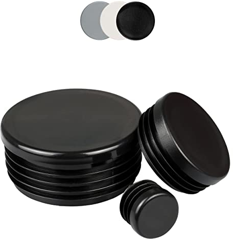 FUX 10 Stück Kunststoff Rund Rohrstopfen 10mm - 120mm, Lamellenstopfen, Möbelgleiter, Stuhlbeinschoner, Schutzkappen, Rundstopfen (Außen-Ø: 45mm, Rohrwandstärke: 1-2mm, Schwarz)