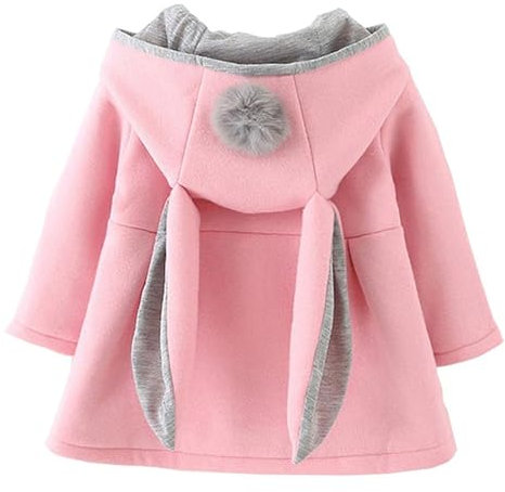 TMEOG Manteau de Bébé Filles, Manteau Chaud D'hiver Veste Chaud épais Vêtements Mignon à Chapeau Pour Enfants(12-18 mois, Rose)