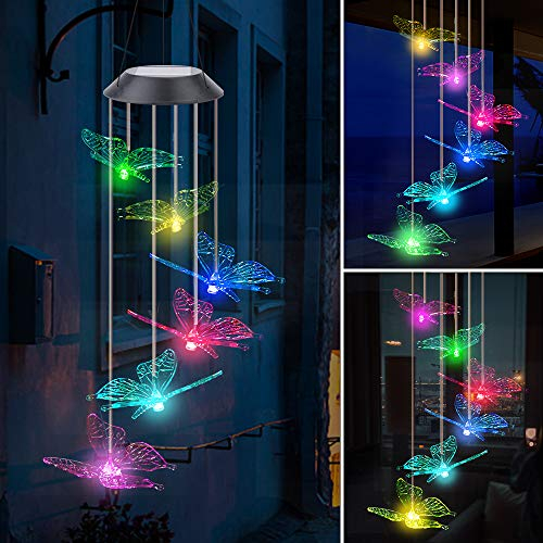 Fohil Windspiel Solar Schmetterling Windspiele für Draußen, Solarleuchten LED Mobile Windspiele Farbwechsel Wasserdicht Haengende Gartenlampe Außen für Garten Hof Rasen Wege Balkon Terrasse Party Deko