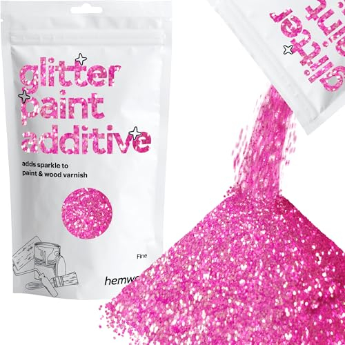 Hemway Glitter Paint Additive - Baby Pink Iridescent | Fine Metallic Flakes for Adding Sparkle to Paints & Wood Varnish | Add to Emulsion, Acrylic & Latex for Indoor Sparkly Walls | 100 g