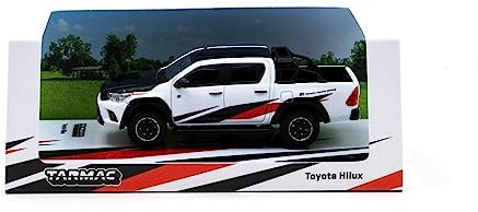 Tarmac T64-041-WH Toyota Hilux Weiss/schwarz Maßstab 1:64 Modellauto