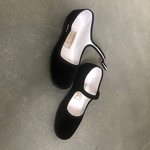 LGYKUMEG Ladies Shoe Black, Ladies Velvet Shoes, Open Traditional Shoes with Strappy Heels, Chinese Shoes Ballerinas Traditional Shoes,Black,EU38