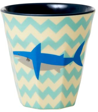 Bicchiere medio in melamina, dimensioni 9 x 9 cm, diversi motivi, motivo Shark Print