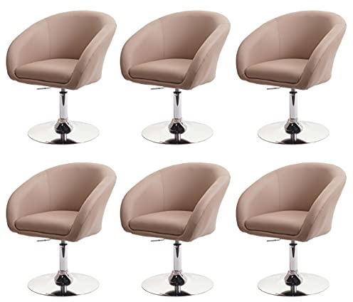 Mendler 6er-Set Esszimmerstuhl HWC-F19 drehbar - Kunstleder Taupe
