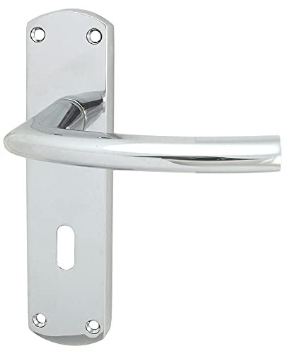 Serozzetta Esk Door Handles on Backplate - Lock (57mm c/c) - Polished Chrome