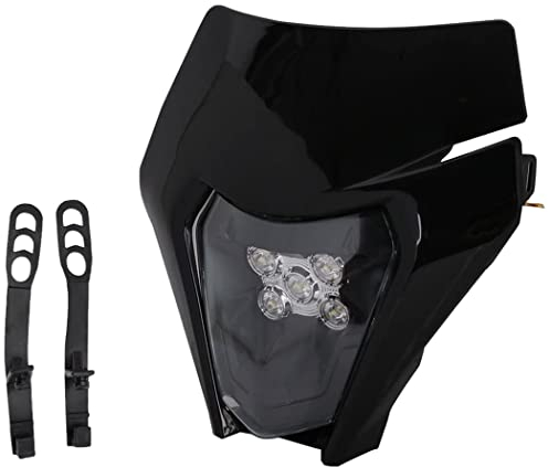 JFG RACING Motocross Scheinwerfer,Motorrad Lampenmaske Universal Scheinwerfer Verkleidung Licht Scheinwerfer für die meisten Motorräder Dirt Bike Motocross Enduro Supermoto-Schwarz