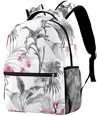 Mochilas del viaje del campus del ocio, bolsos rosados del papel pintado del flamenco con el tenedor de la botella para los muchachos de