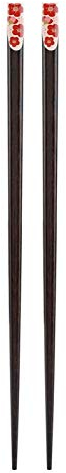 Palillos reutilizables, palillos de madera de estilo japonés clásico, 1 par de palillos de madera duraderos reutilizables con patrón de Sakura de estilo(Flor de ciruelo (rojo grande))