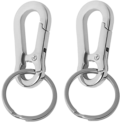 Yoosso 2 Stück Schlüsselring Karabiner, Schlüsselanhänger Karabiner Abnehmbare Karabinerhaken Metall Schlüssel Schlüsselring Verschluss Karabiner mit Haken für Herren und Damen(Silber)