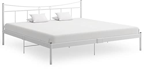 Rillbus Metallbett 200x200cm | Bettrahmen Bett mit Lattenrost, Vintage, Doppelbett Gästebett Schlafzimmer Jugenzimmer, Metall K61
