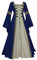 Feynman Robe Medievale Femme - Robe rétro femme, à manches trompettes - Robe de palais, fête, Robe Renaissance Femme