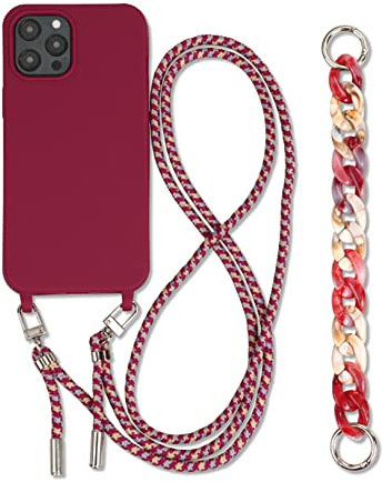 Emlivi Handykette Hülle mit Armband für iPhone Xr Necklace Handyhülle Nylon Schultergurt Silikon Cover mit Kordel zum Umhängen Schutzhülle mit Stylische Band Case für iPhone Xr, Rot