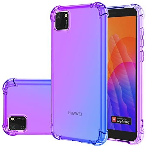 Gufuwo Hülle für Huawei Y5P Case, Honor 9S DRA-LX9 Case Niedliche Verlauf Hülle Schlanke Kratzfeste TPU-Schutzhülle mit Stoßdämpfung Transparente weiche Handyhülle für Huawei Y5P lila/blau