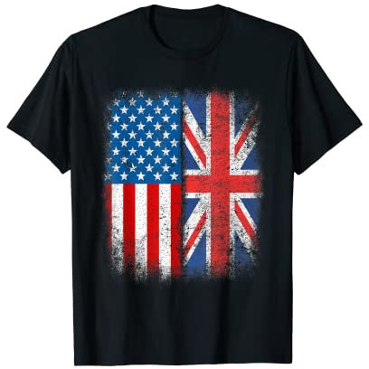Vintage Distressed British-American Flag Retro Uk Usa Us T-Shirt