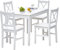 Esstisch mit 4 Stühlen Set Kiefer Holz Essgruppe 4er Set für Esszimmer, Küche, Wohnzimmer,108 x 65 x 73 cm, Weiß